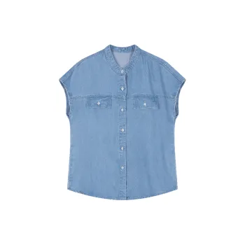 Mo Han Yi Mei Shirt Women's Denim Blue
