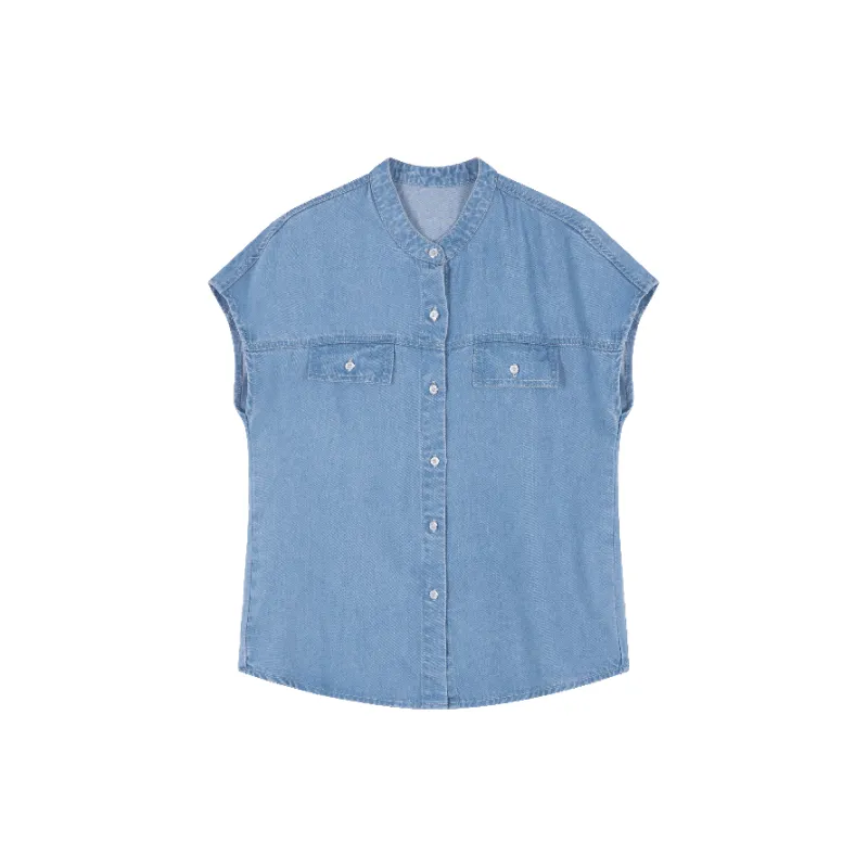 Mo Han Yi Mei Shirt Women's Denim Blue-0