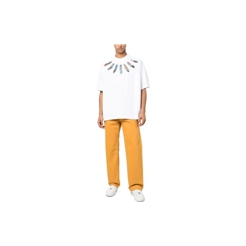 Marcelo Burlon County Of Milan Collar Feathers Over Printed T-shirt-1