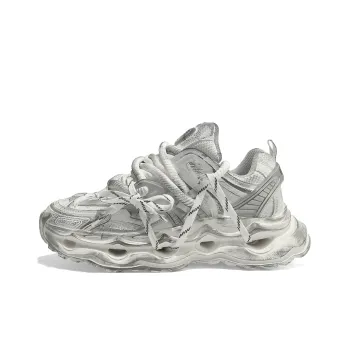 TCELLARS Porous Series Chunky Sneakers Unisex Low Top Jet Black/Original White
