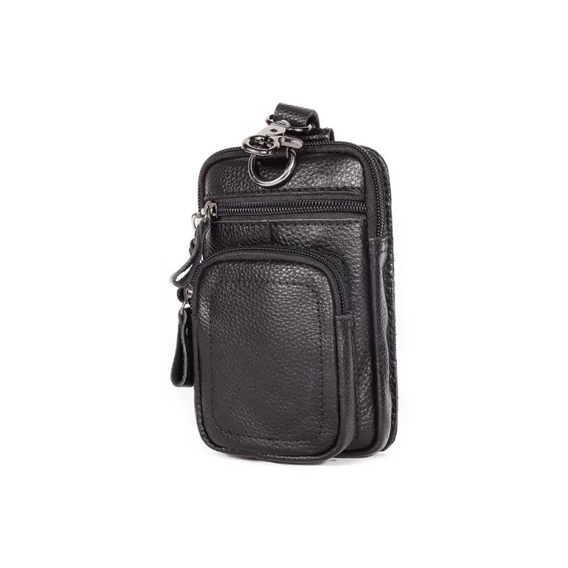 Yalu Cow Leather Running Multifunction Belt Cell Phone Fanny Pack Regular Men's Coffee/Black-4