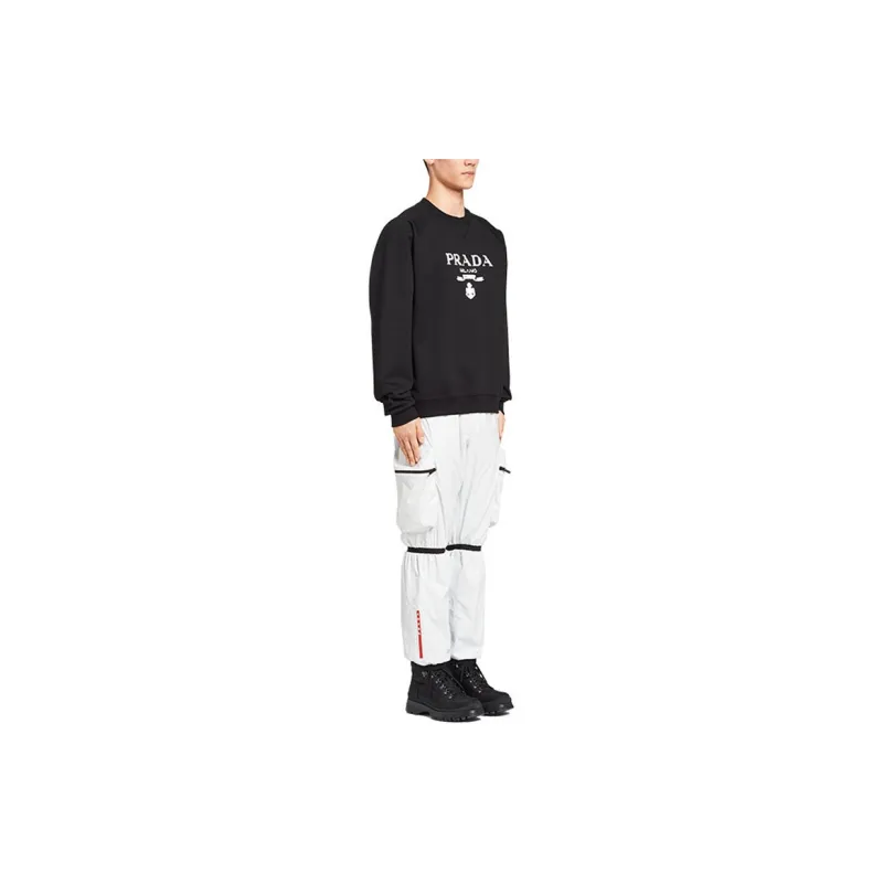 PRADA Printed Cotton Fleece Crewneck Sweatshirt-5