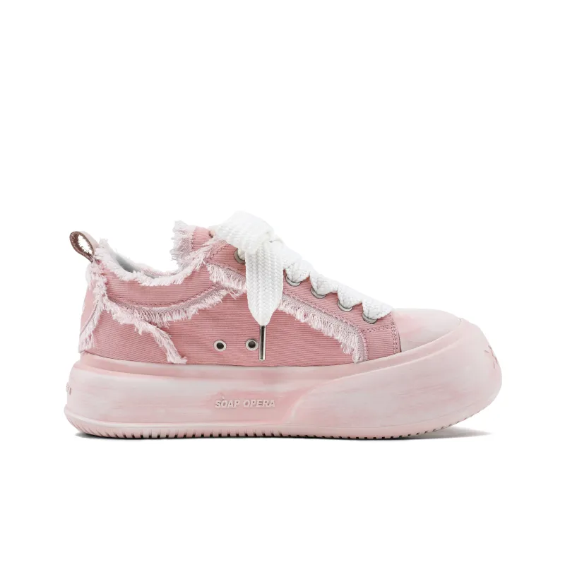 SOAP OPERA Wiping Color Series Skateboard Shoes Unisex Low Top White/Pink-1