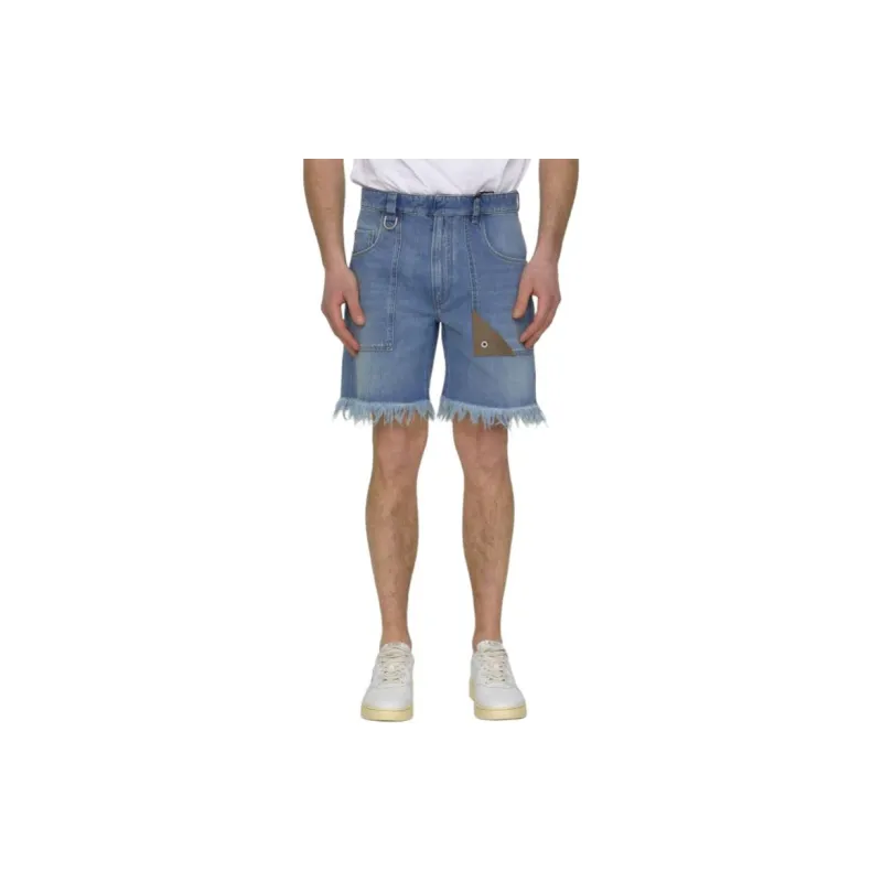 FENDI Logo Oatch Denim Shorts-2