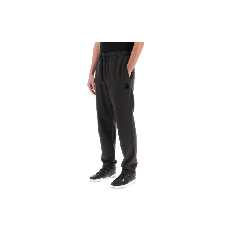 ISABEL MARANT Mailesco Logo Flocked Drawstring Track Pants-3