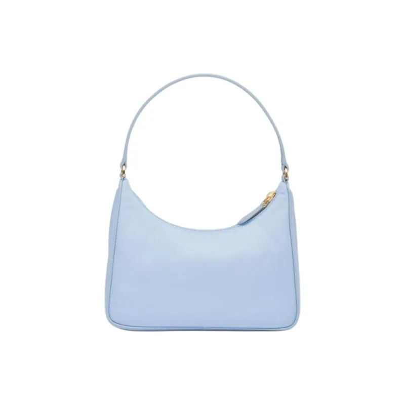 PRADA Re Edition Leather Hobo Bag, One Shoulder Handbag Mini Women's Light Blue-2