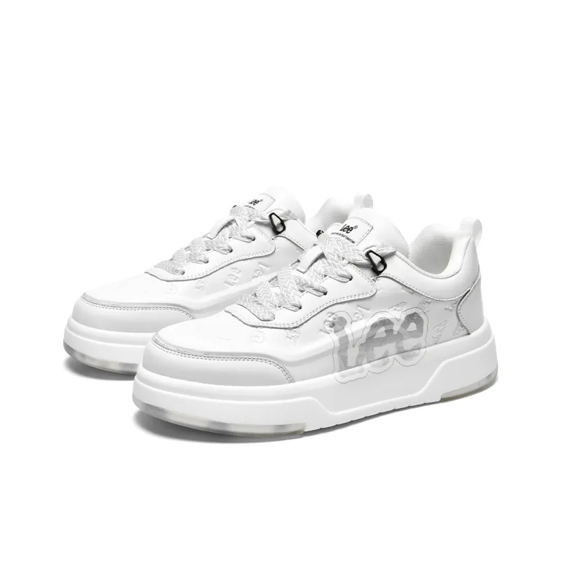 Lee Classic And Versatile White Sneakers, Trendy Fashion Low Top Height Increasing Skateboard Shoes Men's-2