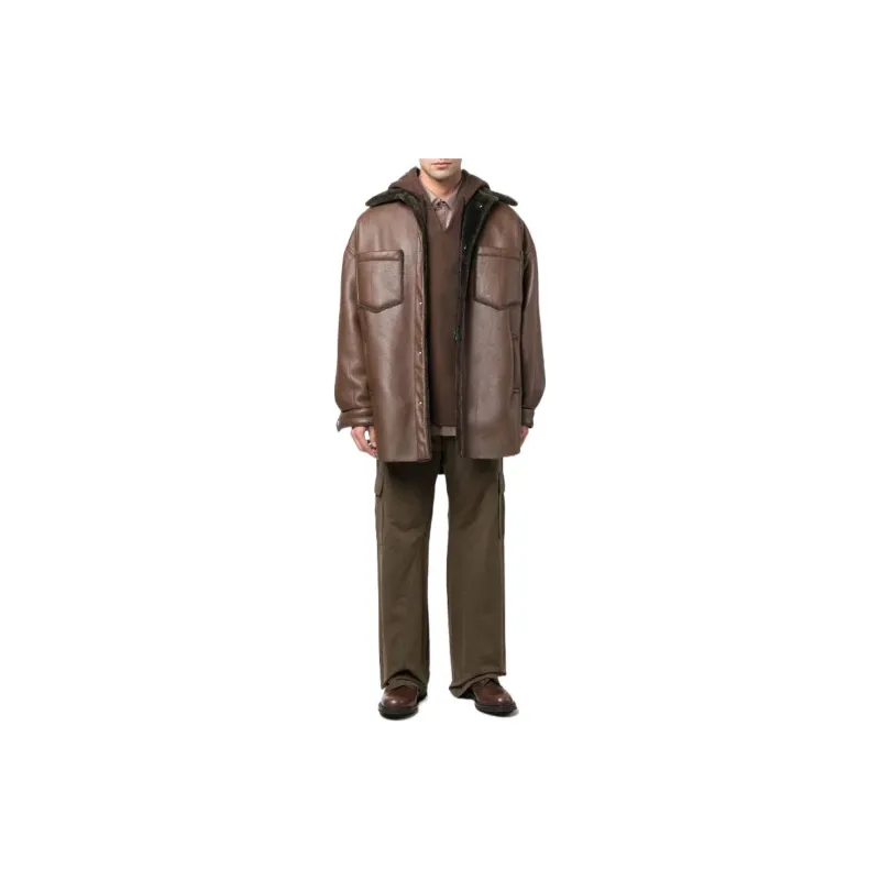 NANUSHKA Leather Long-sleeve Overshirt-1