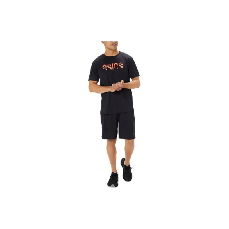Asics Hex Graphic Dry Short Sleeve Shirt T-Shirt Unisex Performance Black/Glitter Coral-3