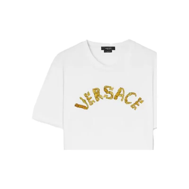 VERSACE Logo Embroidered Jersey T Shirt-4