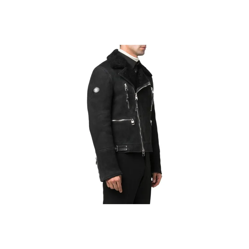 Alexander McQueen Logo-patch Shearling Biker Jacket-3