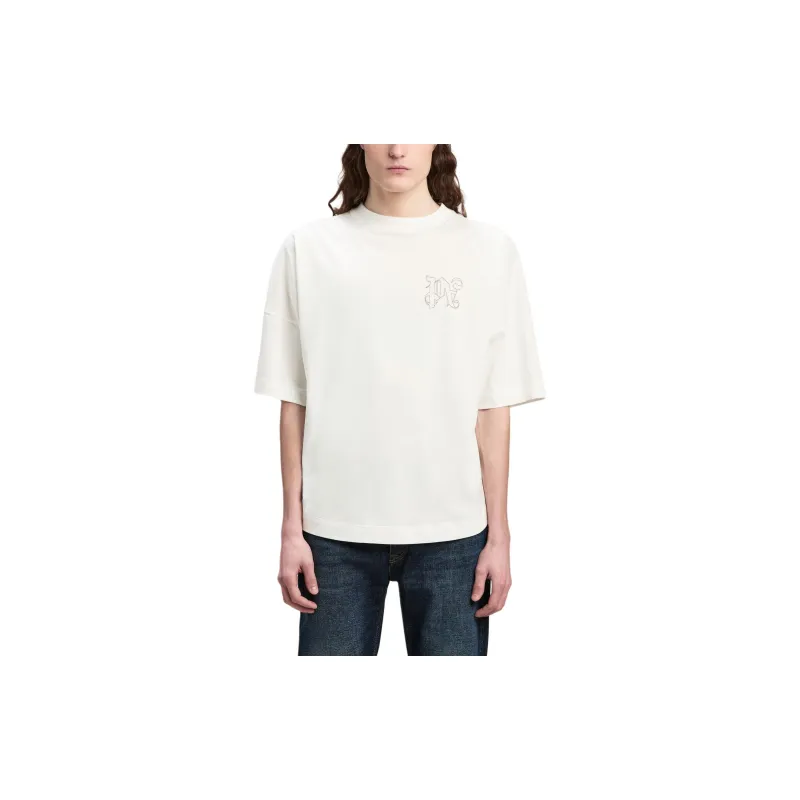 PALM ANGELS Pa Monogram Embroidered Crewneck T Shirt-1