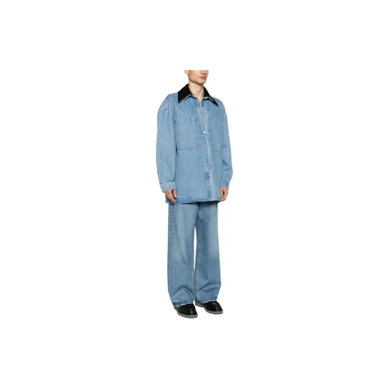 NANUSHKA Contrasting collar Denim Shirt Jacket-4