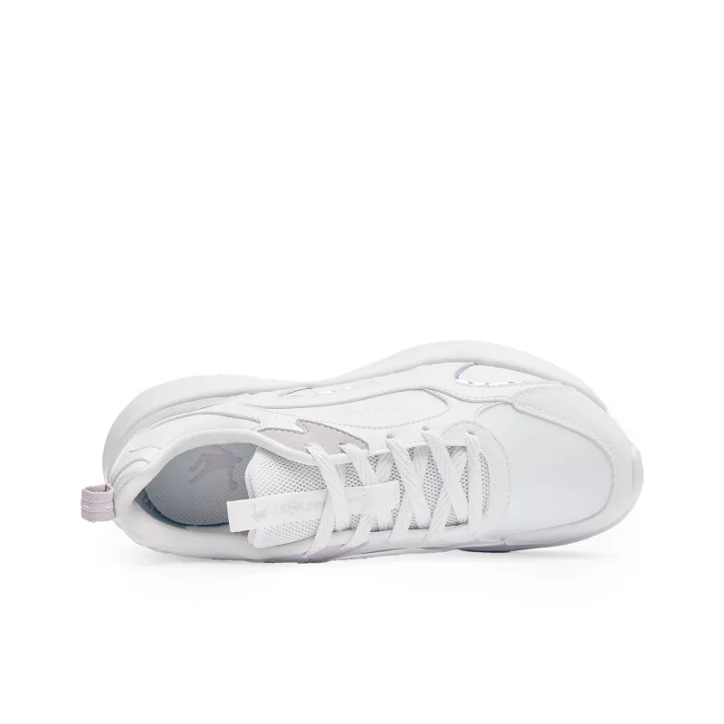 QIAODAN Cushioning Anti Slip And Wear Resistant Low Top Casual Running Shoes Women's White Purple-3