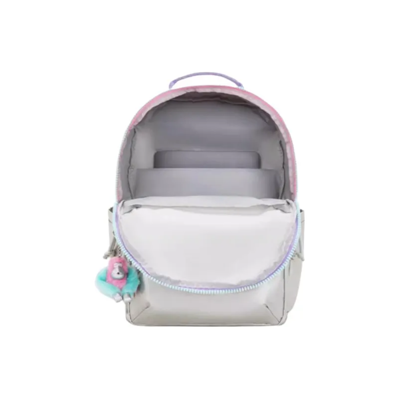 Kipling Polyamide Backpack Large Size Unisex Metallic Silver/Blue/Fuchsia/Black-8