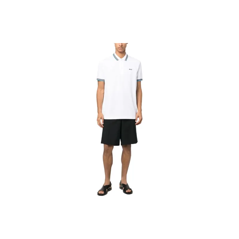 HUGO BOSS Short Sleeve Polo Shirts Men's Bright White-2