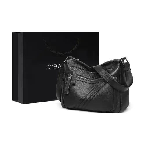 C°BANNER Cow Leather With Synthetic Leather Shoulder Bag, Crossbody Bag Regular Women's Black