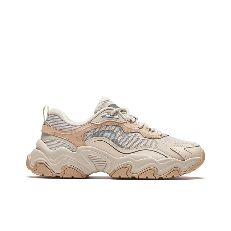 Anta Meteorite Anti-Slip Wear-Resistant Low-Top Casual Shoes Women's Beige Gray-1