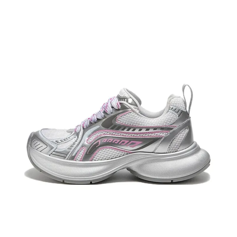 C°BANNER Wear resistant And Lightweight Low Top Chunky Sneakers Women's Silver Pink-0