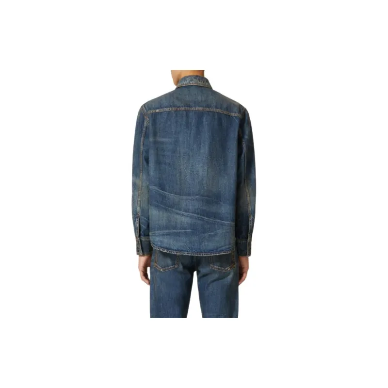 Valentino V DETAIL Denim Shirt Men's Blue-3