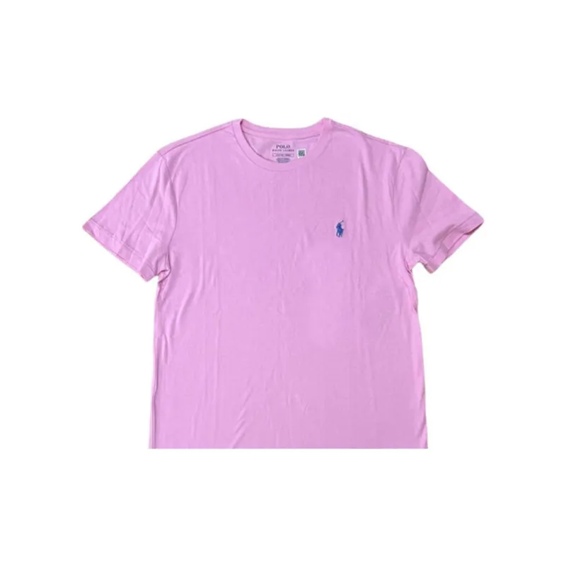 Polo Ralph Lauren Solid Color Small Horse Embroidered Crew Neck Casual Short Sleeved T Shirt Men's Pink-5