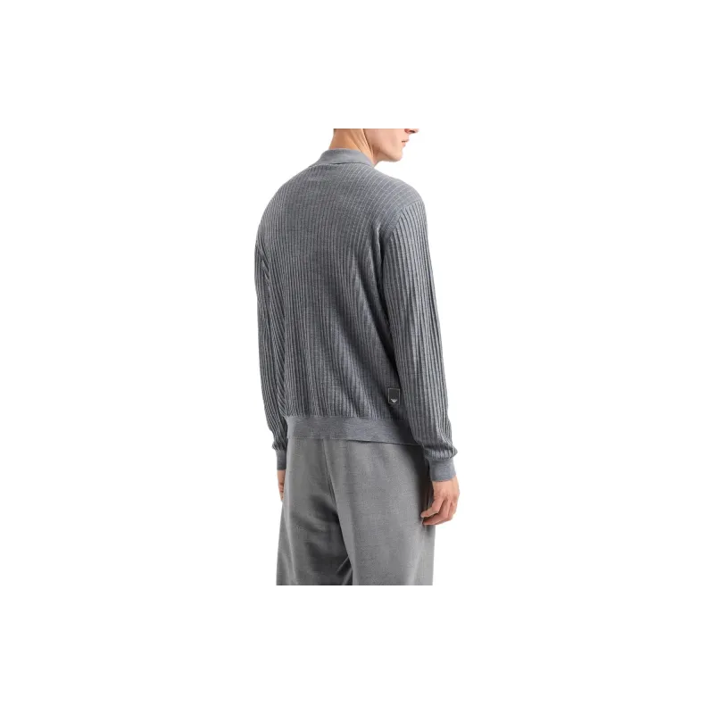EMPORIO ARMANI Travel Essential Virgin wool Cardigan With Zip And Rib Effect-2