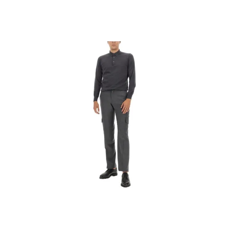 LARDINI Mid rise Wool Cargo Trousers-1