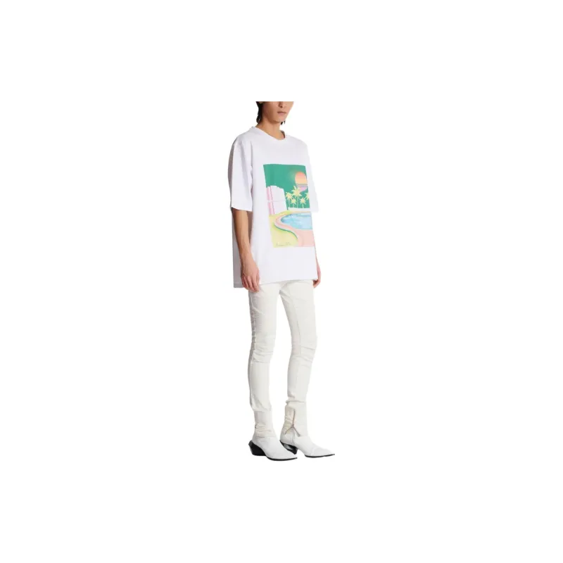 BALMAIN Postcard Printed Loose T Shirt-1