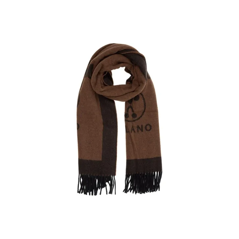 MOSCHINO Wool Knit Scarves Unisex Brown-1