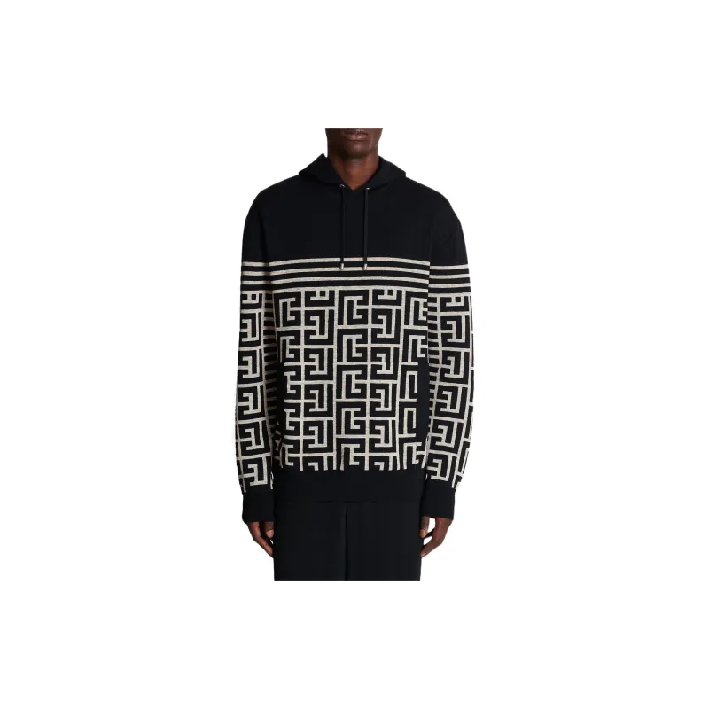BALMAIN Pb Monogram Drawstring Hoodie-3