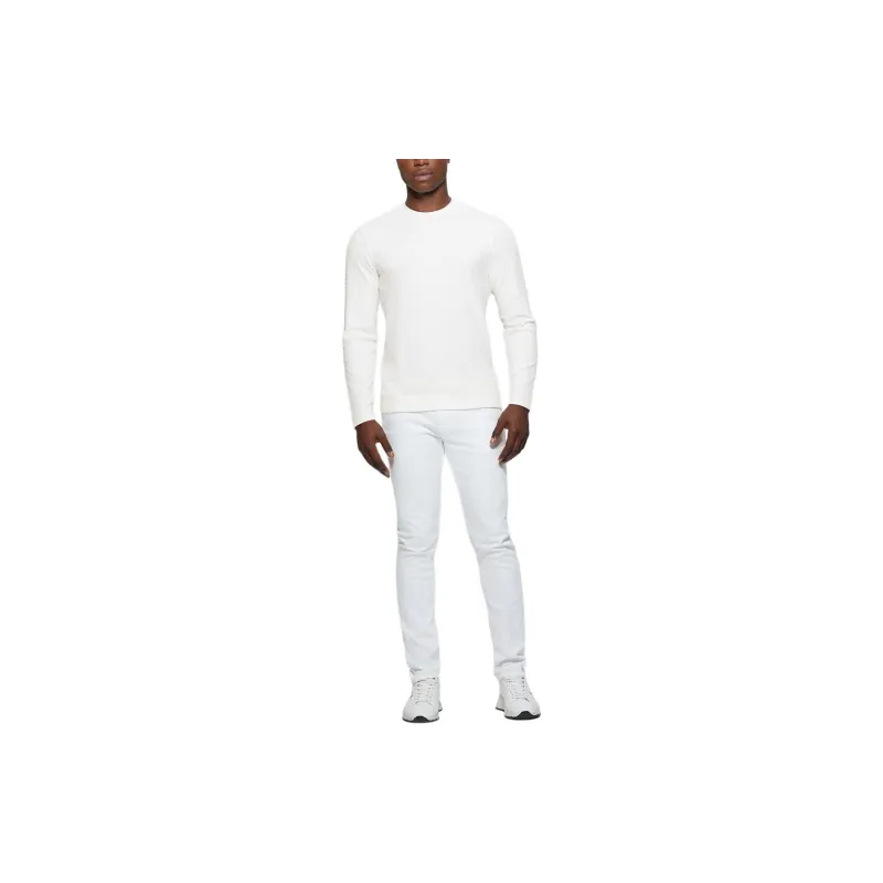 GUESS Eco Fairfax Textured Knit Crewneck Sweater Sweater Men's White-2