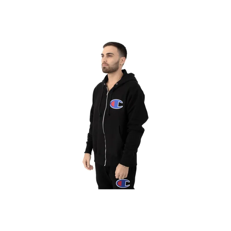 Champion Hooded Cardigan Sweatshirt US Version Unisex Black-2
