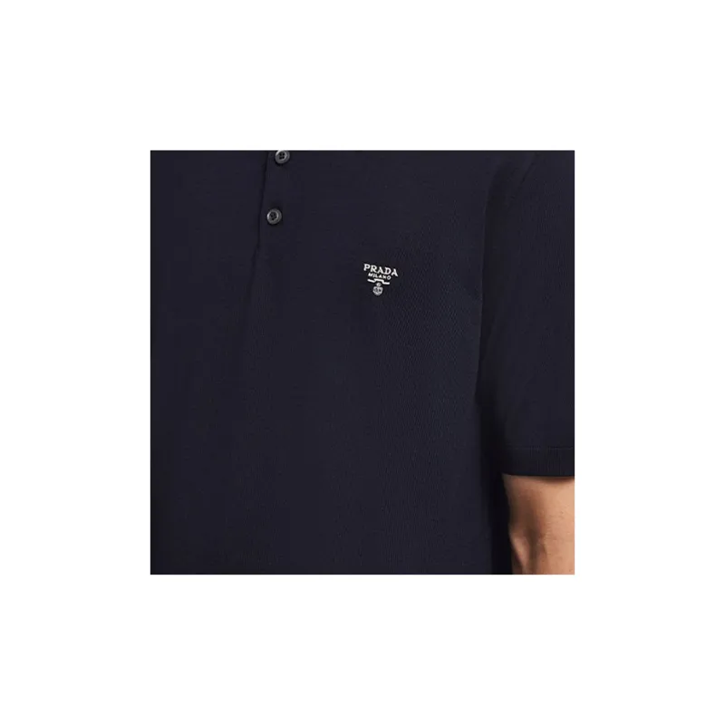 PRADA Triangle Logo Short Sleeved Polo Shirt-2