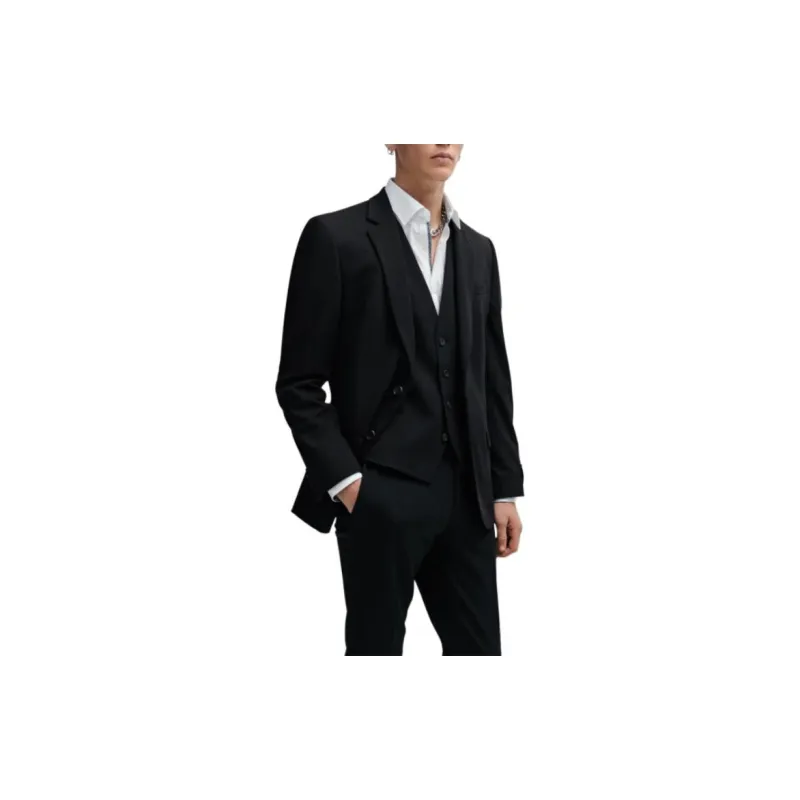 HUGO BOSS Three-Piece Slim-Fit Suit In Performance-Stretch Jersey Business Suits Men's Black-3