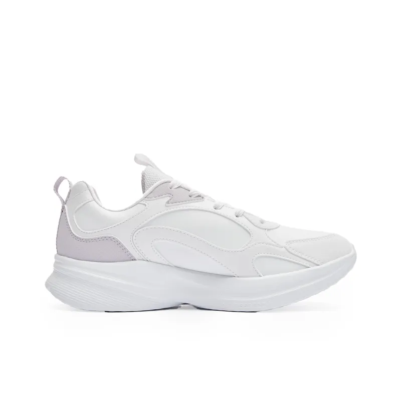 QIAODAN Cushioning Anti Slip And Wear Resistant Low Top Casual Running Shoes Women's White Purple-1