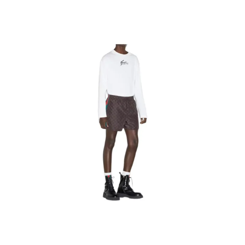GUCCI Gg Monogram Web Detailed Swim Shorts-1