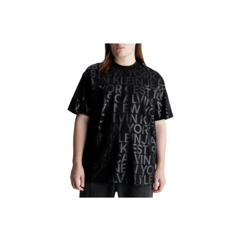 CALVIN KLEIN All Over Logo T Shirt T Shirt Men's Black-2