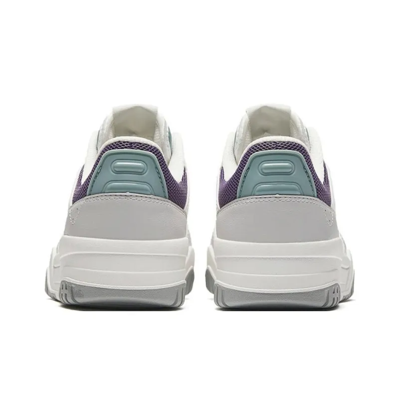Anta Slam Lightweight Height Increasing Low Top Skateboard Shoes Women's White Gray Purple-3