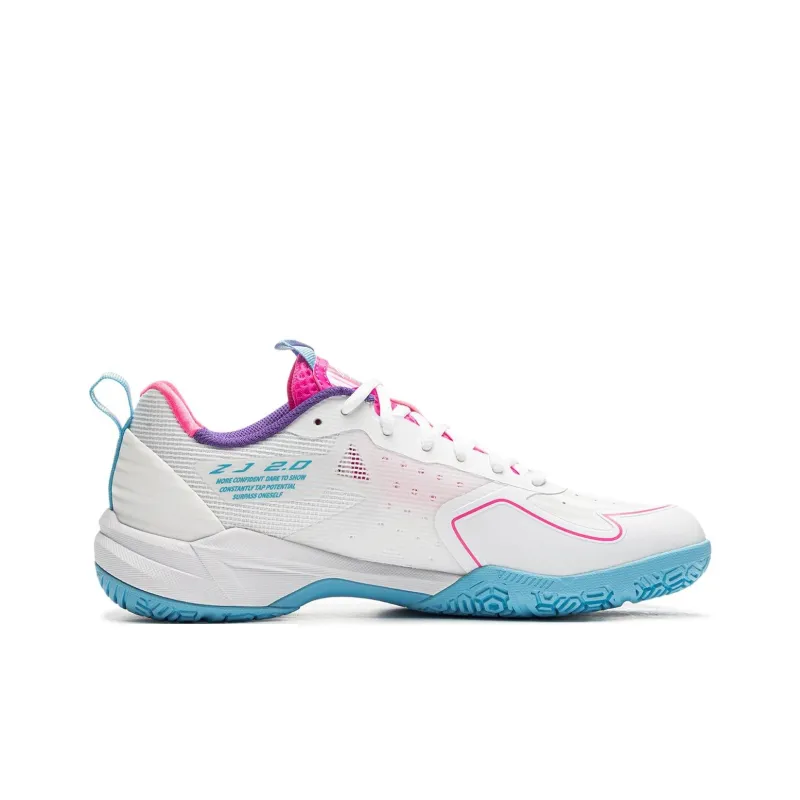 LiNing Anti-Slip Wear-Resistant Low-Top Badminton Shoes Unisex White Blue-1