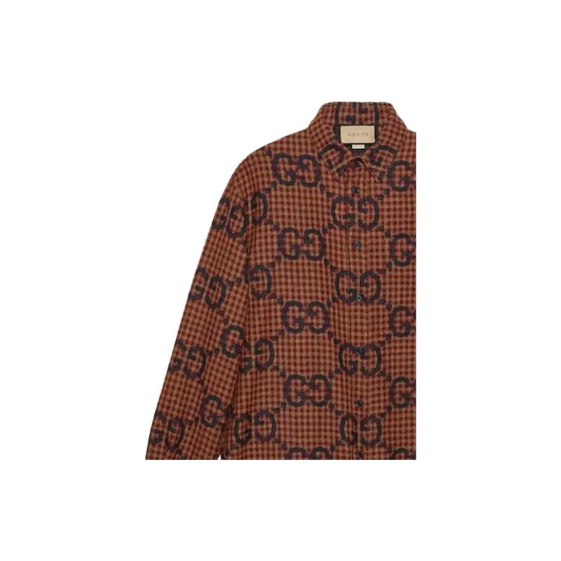 GUCCI Shirts Men Brown-4