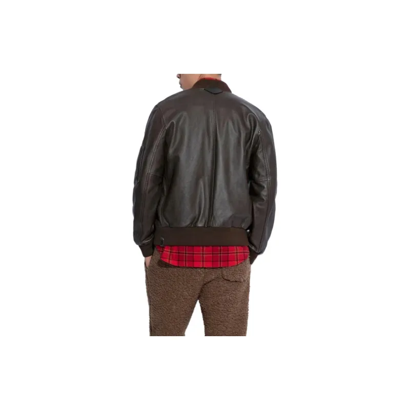 COACH Leather Jacket Men's Dark Brown-2