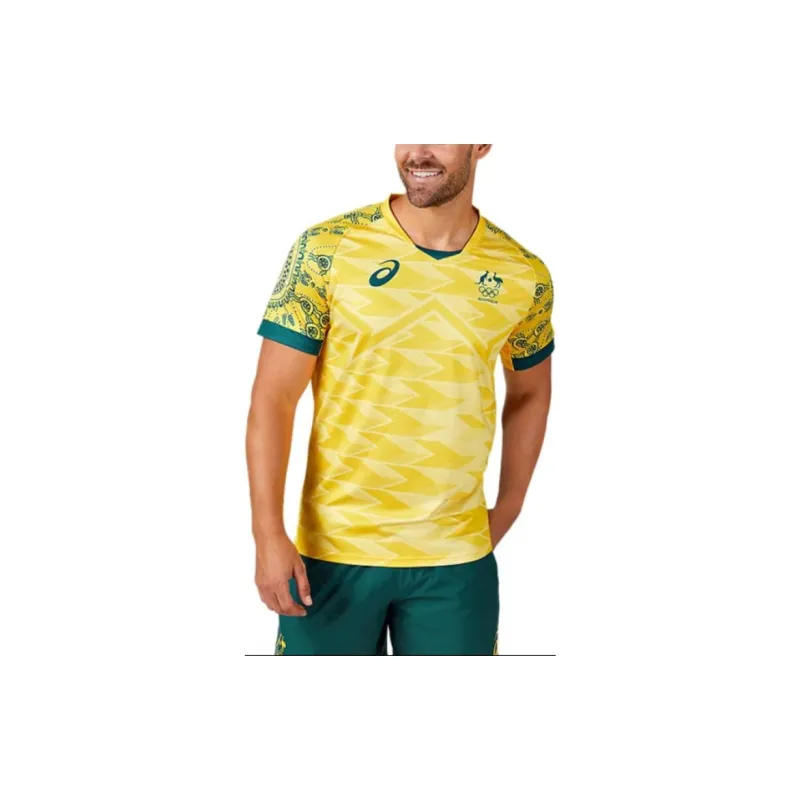 Asics Australian Olympic Team Series TEAM AUSTRALIA OLYMPIC REPLICA FOOTBALL TEE T-Shirt Unisex Gold-2