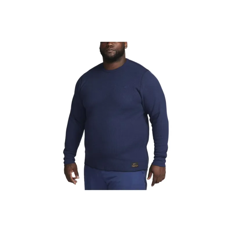 Nike Long-Sleeve Heavyweight Waffle Top Sweatshirt Men's Obsidian-3