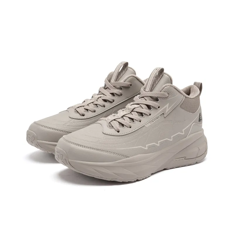 QIAODAN Warm Cushioning Rebound Wear-Resistant Breathable Slip-Resistant High-Top Outdoor Shoes Men's Gray-2