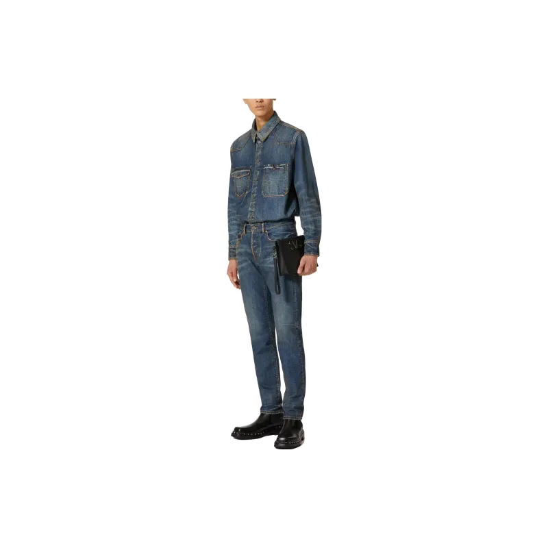 Valentino V Logo Buttoned Denim Jacket-1