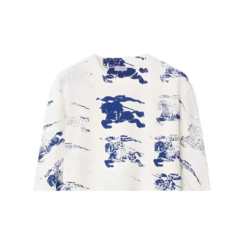 Burberry Allover Logo Printed Long Sleeved T Shirt-6