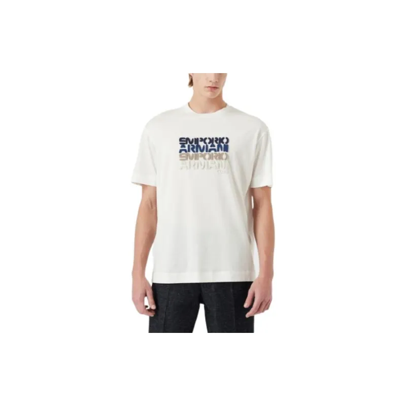 EMPORIO ARMANI Drop Shoulder Sleeve T Shirt Men's White-3