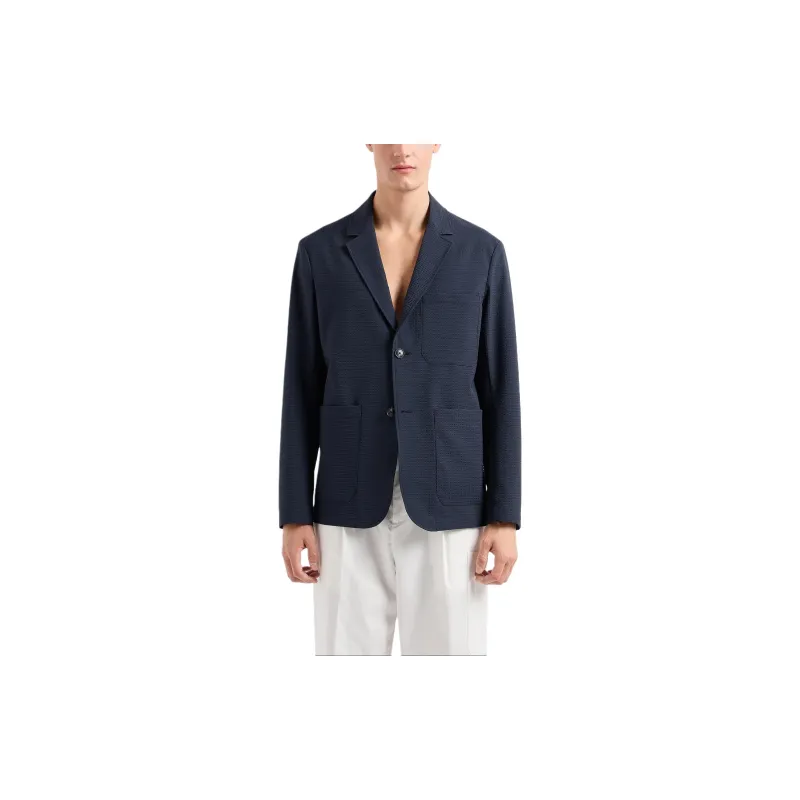 EMPORIO ARMANI Single breasted Jacket In Technical Seersucker Fabric-1