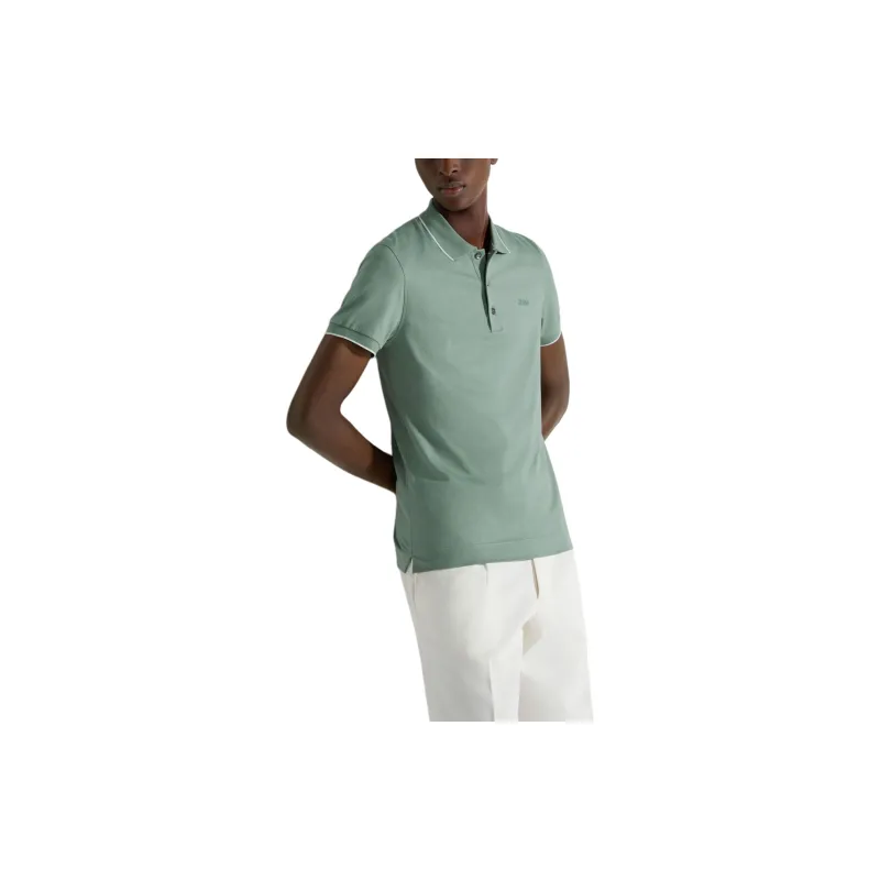 Zegna Polo Shirt Men's Gray Green-3