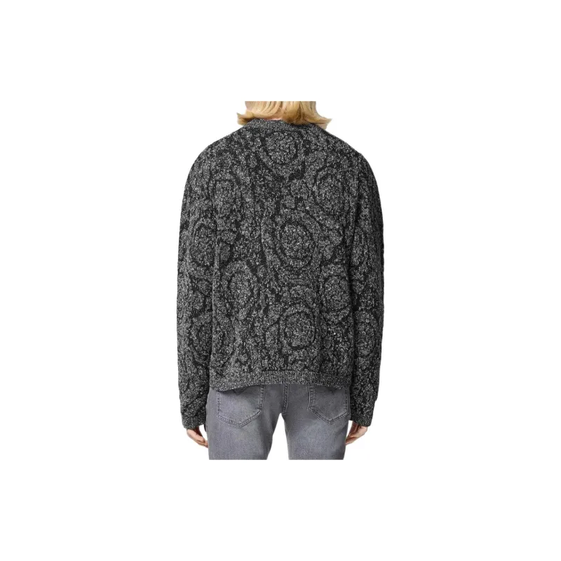 VERSACE Barocco Jacquard Crewneck Tweed Jumper-4